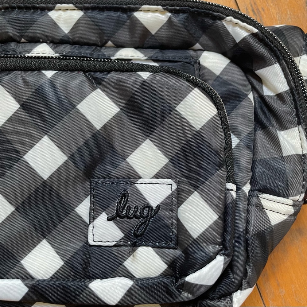Lug Black and White Checkered Bag will work crossbody strap 35 inches long
